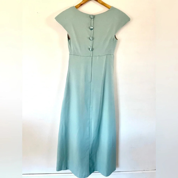 Jordan Vintage Blue Cap Sleeve Bow Front Empire Waist Maxi Dress Size 7/8 - Picture 8 of 14